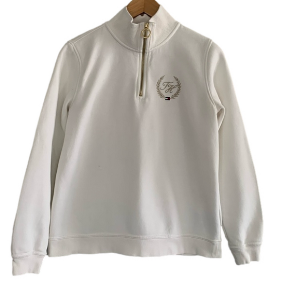 Tommy Hilfiger Sweaters - Tommy Hilfiger Mock Neck 1/4 Zip Logo Sweatshirt Size SP